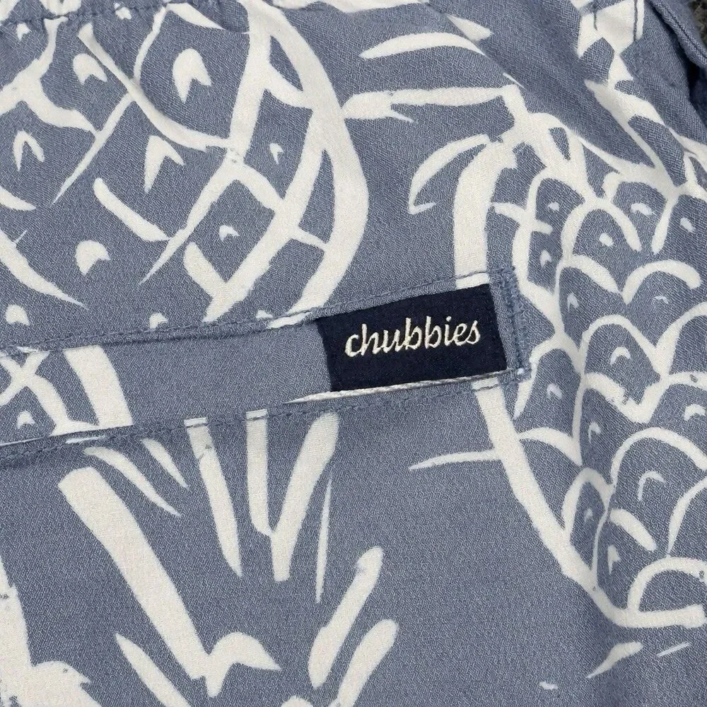 Chubbies The Thigh-Napples Swim Trunks Men L Blue Pineapple 4” Inseam